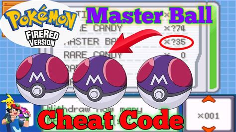 master ball cheat code for fire red|unlimited rare candy cheat code.